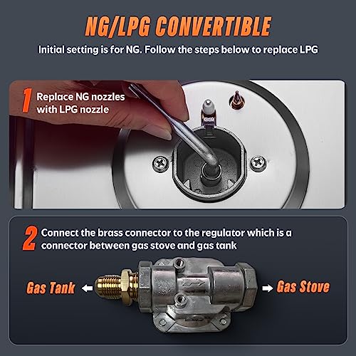 36 Inch Gas Cooktop, Maharlika Propane Stove Bulit-In Gas Stove Top With 5 Burner Stainless Steel, 36 Inch Ng/Lpg Convertible Cooktops Dual Fuel, Five Burner Propane Cooktop With Thermocouple Protect #TOP6