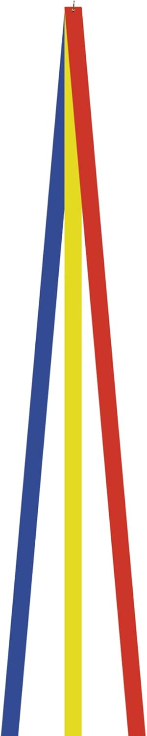 In the Breeze 3440 — 12' Red, Yellow & Blue Kite Tail — Bright, Three-Strand Kite Tail with Clip Attachment