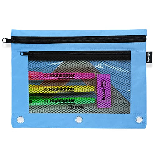 Image of Enday Blue Pencil Pouch For 3 Ring Binder, Zippered Binder Pencil Pouches, 3 Ring Pencil Pouch for Binder, Pencil Case for Binder, Large Pencil Bags for School, Home, and Office