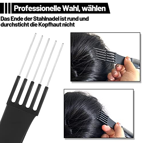 Foto von metagio 3 Stück Hair Styling Kämme,Profi Friseur Haar Kamm Stielkamm Rattenschwanz Kamm mit Metallgabel feinen Zähnen für Haarstylisten Barbers Salon Familie