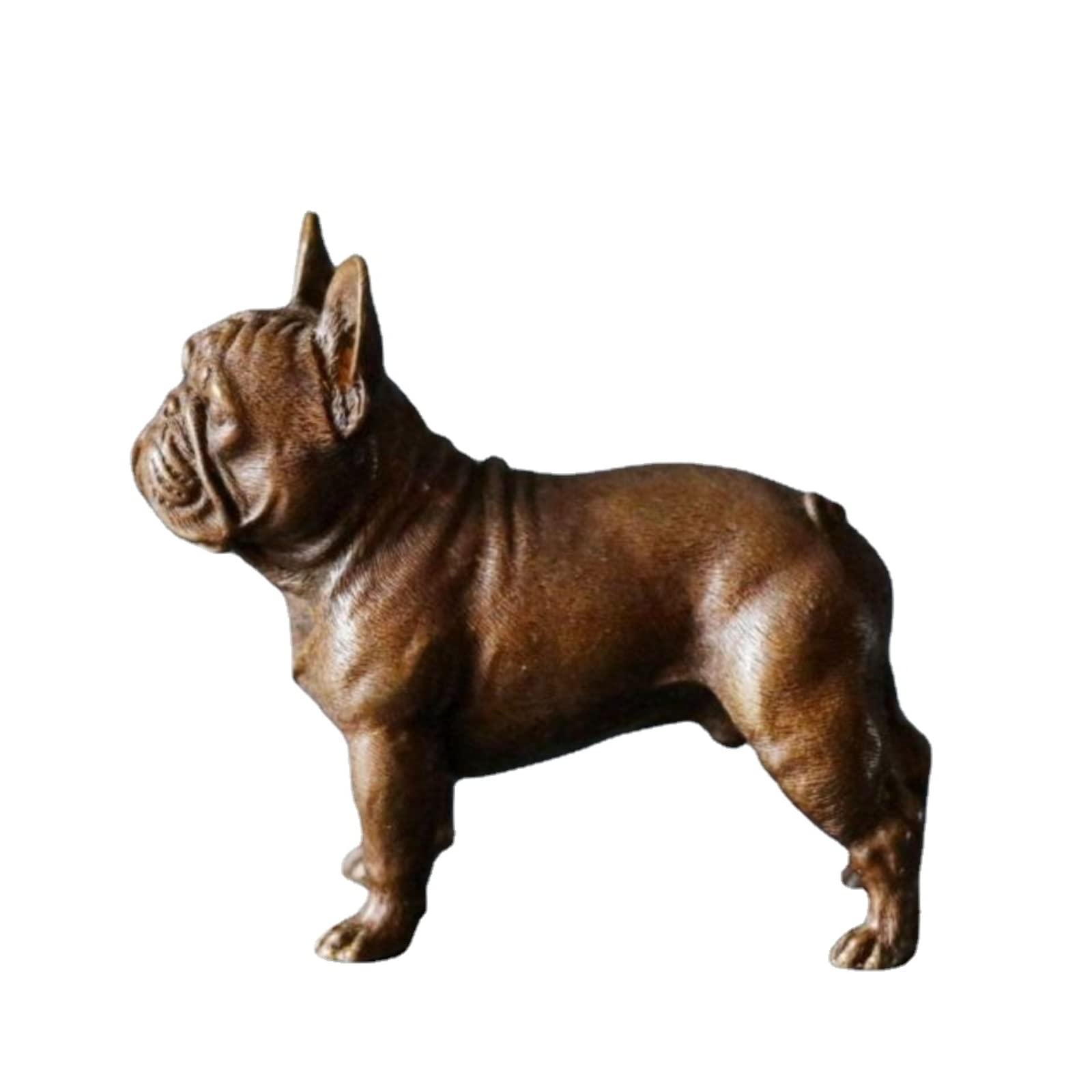 NGDFGR Brass French Fighting Dog Sculpture,Metal Copper Animal Zodiac Dog Statue Model Crafts Desktop Ornament Office Home Living Room Bookshelf Wine Cabinet Decor Accessories