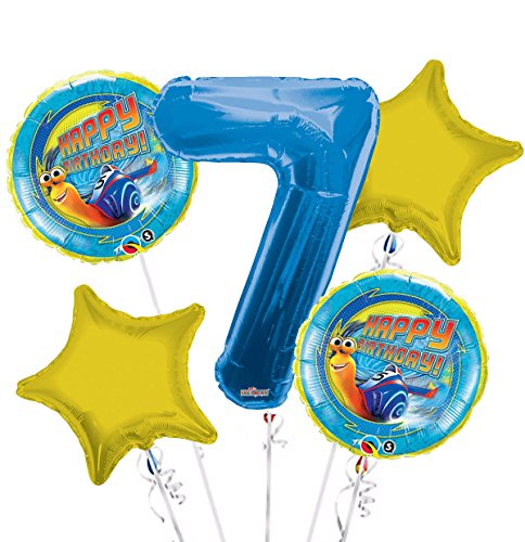 Turbo Balloon Bouquet 7th Birthday 5 pcs - Party Supplies