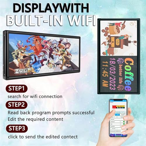 Image of CX P6 Outdoor Programmable LED Sign, 40 inch x 18 inch, 6,000-Nit Full-Color Display, WiFi & USB Control, IP65 Waterproof Electronic Message Board for Business, Supports Text, Images & Video