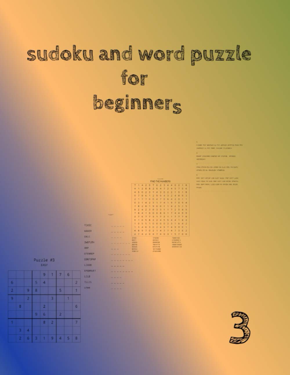 sudoku and word puzzle for beginners: Word Scrambles, Sudoku , Number Searches , Cryptograms