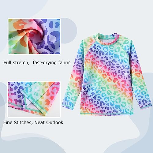 Girls Long Sleeve Rash Guard Swim Shirt for Girls One Piece Swimsuits with UPF 50+ Sun Protection Bathing Suits 3-16 Years3