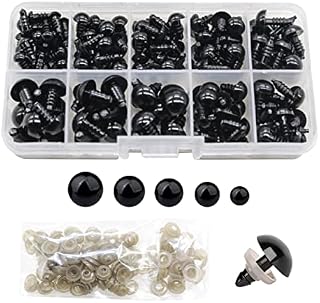 142pcs 6-12mm Black Safety Eyes Doll Making Plastic Safety Eyes with Washers Black Eyes for Crafts, Dolls Making Soft Toy Making DIY Crafts