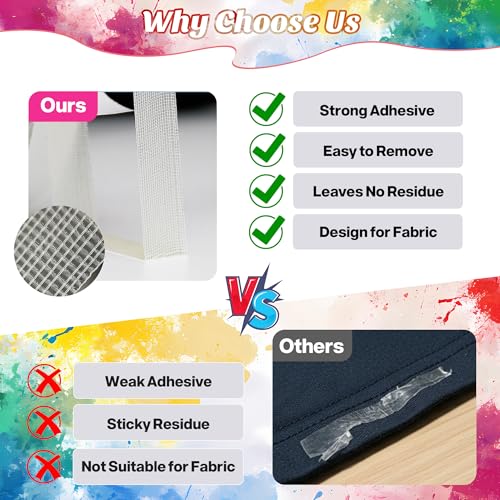 Image of 2 Rolls Hem Tape No Sew No Iron,Double Sided Fabric Tape | 0.5 inch x 40FT + 1 inch x 40FT Temporary Hemming Tape for Pants, Double Sided Tape for Clothes Curtains Dress Jeans Rug Carpet Arts
