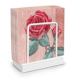 Napkin Holder for Table, Srapwati Wood Napkins Holder with Matte White Metal Wire, for Kitchen Dinin