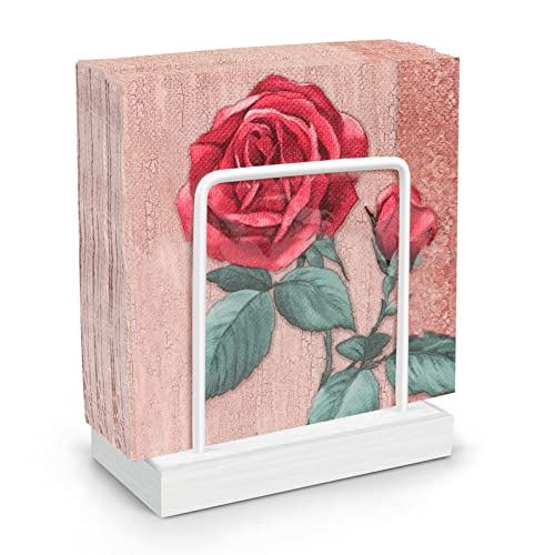Napkin Holder For Table, Srapwati Wood Napkins Holder With Matte White Metal Wire, For Kitchen Dining Restaurant Table Standing Napkin Holder Home Décor (White) #TOP23