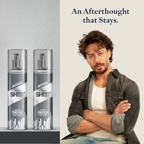 Image of Layer'r Shot Power Play Body Spray Combo for Men 135ml Pack of 2 | Premium Long-Lasting Fragrance | Bergamot, Sage, Leather & Oakmoss Notes | Everyday Deodorant | Skin-Friendly Perfume