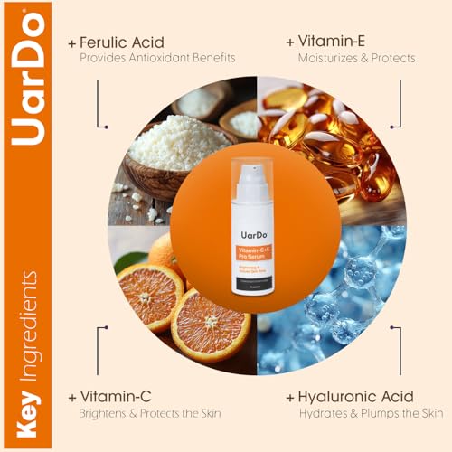 Uardo Vitamin-C+E Pro Serum 1 Fl Oz/ 30 ml - usn101 | Anti-Aging | Helps w/Wrinkles, Dark Spots & Fine Lines | Improve Skin Texture & Evens Out Tone | For Women and Men
