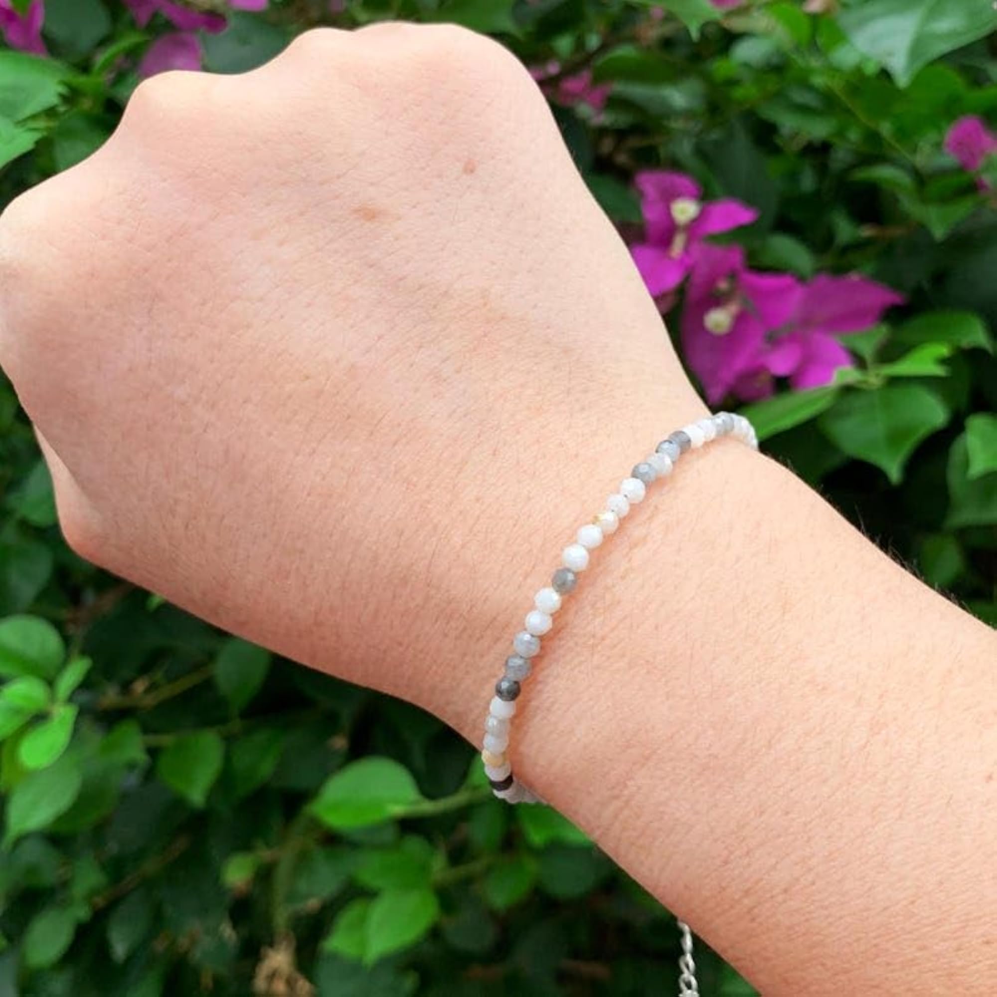 Eagle Eye Rondelle Beaded Bracelet with Silver Lock, Adjustable