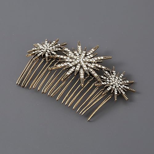 Moesuyum 3Pcs Alloy Vintage Hair Side Combs For Women, Moon Star Retro Rhinestone Metal Hair Clips With Teeth Grip, Clasp Barrettes Pins For Bride Wedding thumb #5