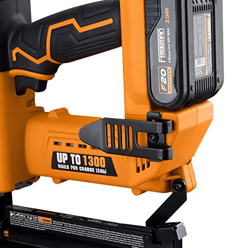 Freeman Pe20V9040 20 Volt Cordless 18-Gauge 1-5/8" Narrow Crown Stapler Kit With Lithium Ion Battery, Charger, Bag, And Staples (200 Count) – 1300 Shots Per Charge #TOP3