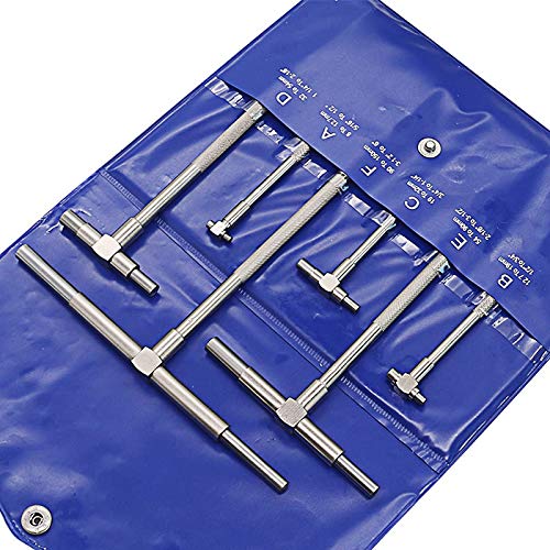 6pcs Precision Telescoping T-Bore Gauge Set 5/16" - 6" Range T-Bore Hole Gage Inner Diameter Measuring Gauge Kit