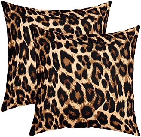 Feelyou Leopard Throw Pillow Covers 24"x24" Set of 2 Soft Cheetah Print Pillow Cases Cushion Covers for Living Room Bedroom Wild Animal Safari Decorative Throw Pillowcases for Sofa Couch Chair