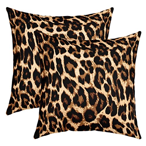Feelyou Leopard Throw Pillow Covers 24"X24" Set Of 2 Soft Cheetah Print Pillow Cases Cushion Covers For Living Room Bedroom Wild Animal Safari Decorative Throw Pillowcases For Sofa Couch Chair #TOP21