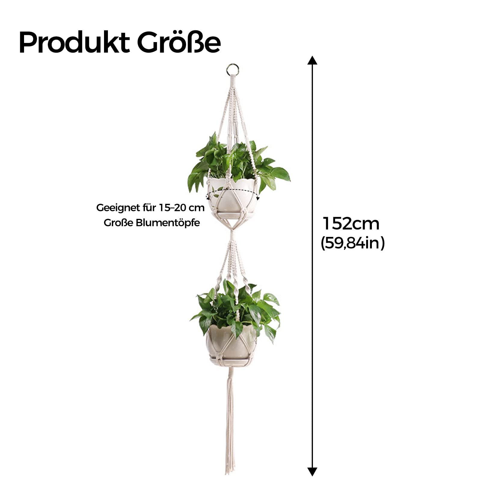VIKY Macetas Colgantes De Doble Capa Para Plantas Interiores Y Exteriores, Macetas Colgantes Bohemias Con Gancho De Metal Para Jardín, Sala De Estar, Ventana, Balcón, Decoración