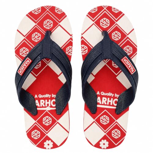 Image of BARHOS Men's Printed Flip Flops Comfortable Casual Lightweight Slippers | Casual Slippers, Dice Print Design, Navy Blue Straps, Non-Slip Sole, Comfortable Fit