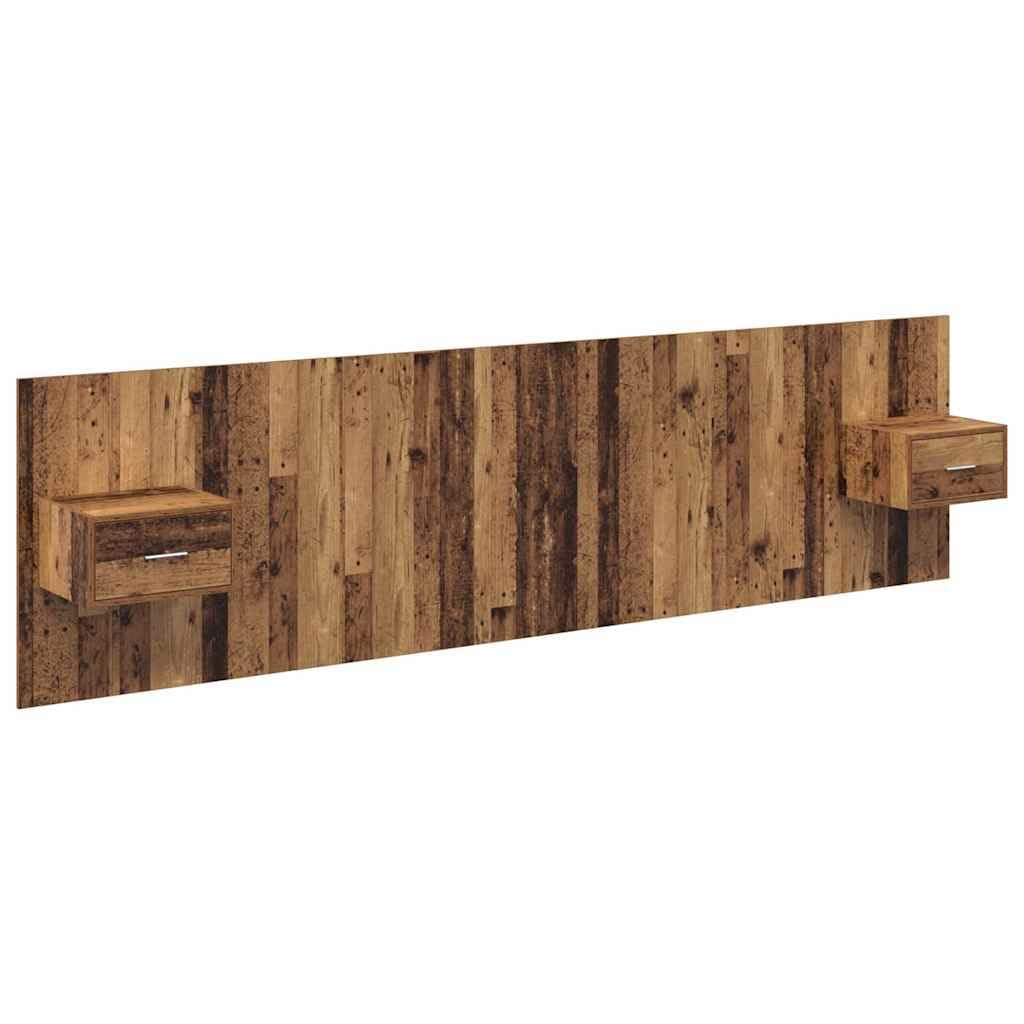 Tête de Lit avec Armoires de Rangement 3 Pièces Ensemble de Chambre Moderne en Bois d'Ingénierie Structure Robuste 297 x 32,5 x 80 cm Couleur Bois Ancien Style Industriel Épuré