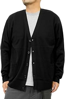 [ワン カラーズ] カーディガン メンズ 大きいサイズ Vネック 無地 ボーダー ニット カシミヤタッチ セーター