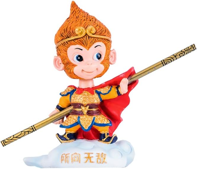Miniatura 7 de Estatua del rey mono, figura de resina de Sun Wukong, estatua de Buda del Viaje al Oeste con cuentas de Buda, decoración del hogar del automóvil,