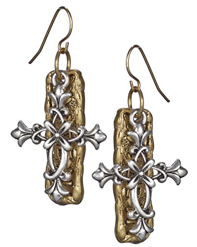 Intricate Filigree Cross & Hammered Amen Plaque Backdrop Earrings By Jewelry Nexus #TOP15
