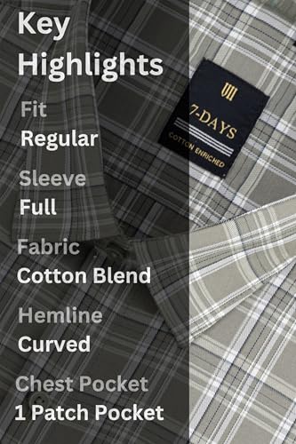 Image of 7-DAYS Men's Premium Checks Formal Shirt - Cotton Rich, Regular Fit, Full Sleeve, with Pocket, Wrinkle Resistant - Stylish Office & Everyday Wear.