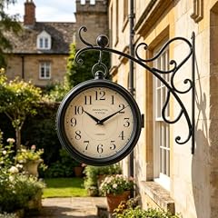 Double Face Clock Iron London Clock Antique Double Sided Clock Wrought Numbered Wall Decor Hanging