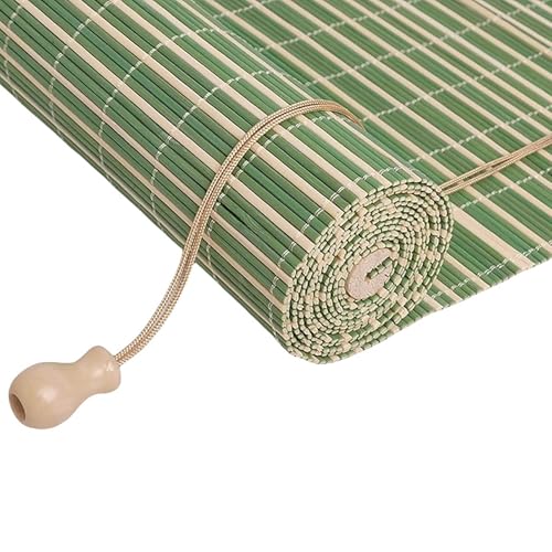 Cortina Bambu Exterior Estor Persiana Enrollable de Bambú 70% Opaco Persianas Romanas para Porche Patio Balcón Salón Privacidad/Anti-UV 60 95 100 110 125 135 140 150 160 175 180cm Verde