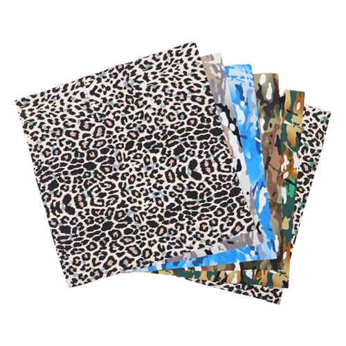 Healvian Tela de Acolchado para Manualidades 6 Piezas 48x48 Cm Algodón Estampado Leopardo Camuflaje Paquete Precortado para Patchwork Costura Bricolaje y Confección Infantil