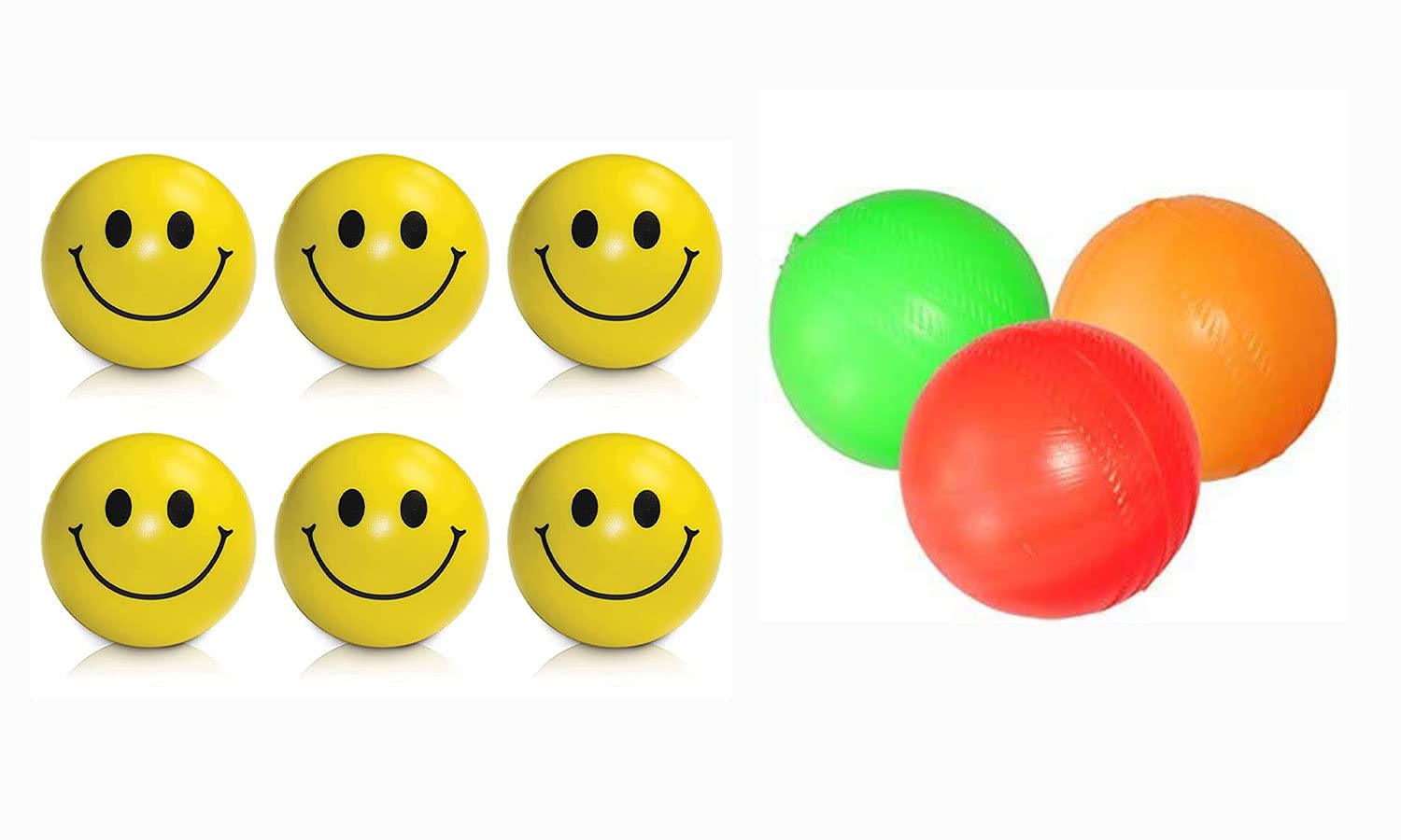 VASH Girlyz Attire (2 in 1) Smile Funny Balls + Plastic Multi-Color Cricket Training Ball (Cute Face Anti Stress Less Ball,Indoor Games for Kids, Adults) (9 Smile Ball & 9 Multicolor Ball)