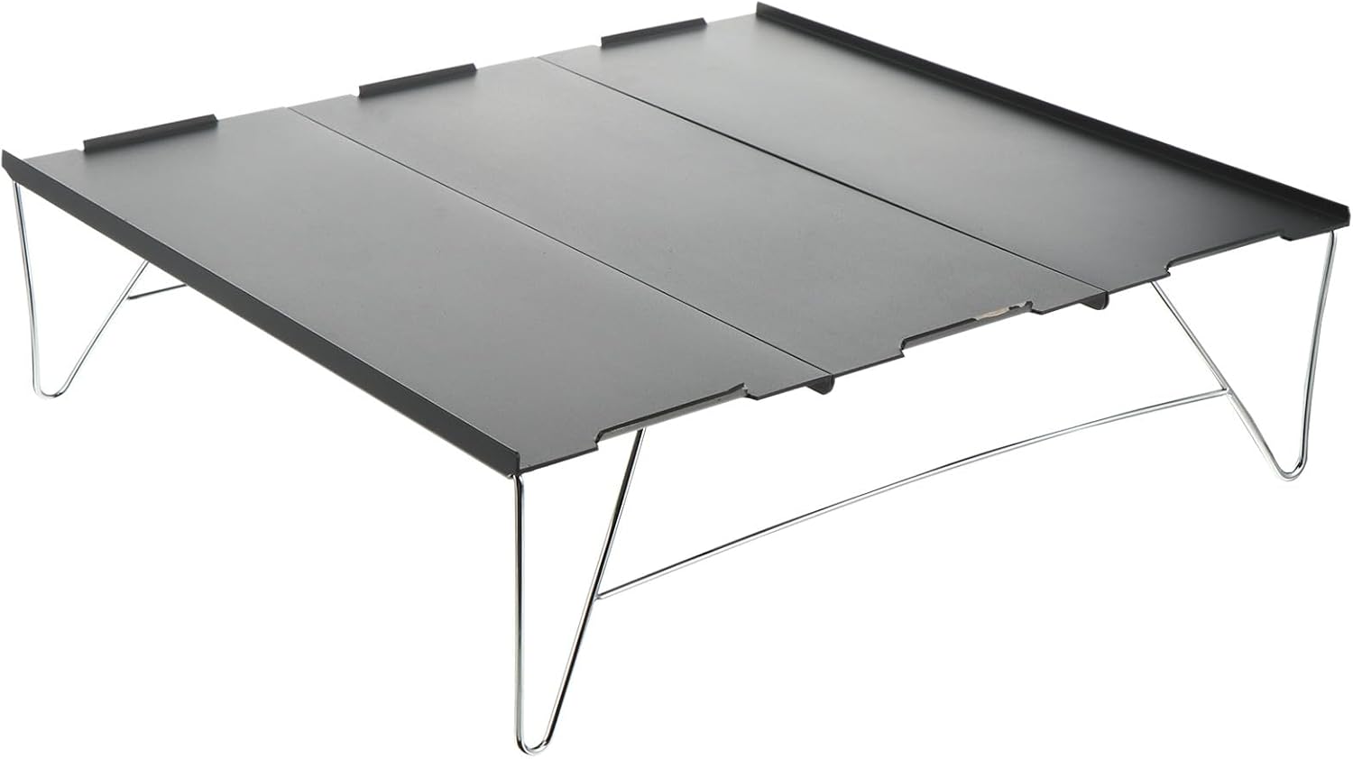 Portable Lightweight Folding Aluminum Outdoor Table, Compact Picnic Food Table for Camping, Gray Mini Aluminum Alloy Desk for Hiking and Travel