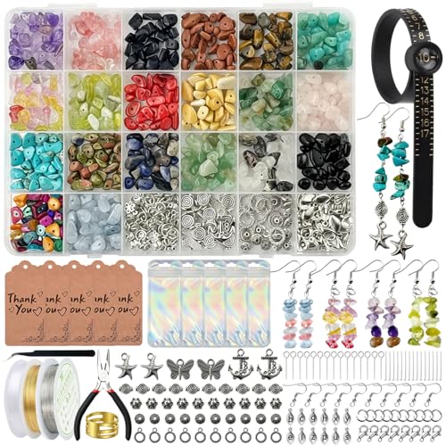Queenme Jewelry Making Supplies Kit: 1200pcs Crystal Beads for Adults DIY Bracelet & Earring Making Complete Craft Tools Set for Women Home Hobbyists