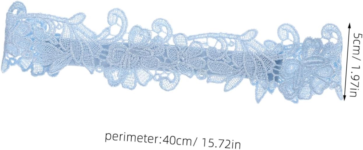 1pair Fashion Bridal Garter Beautiful Lace Floral Leg Bands for Weddings Parties and Special Occasions Sky- Soft and Comfortable Lace Garter for