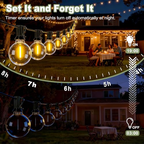 YJSQOEOE Solar String Lights Outdoor, 24V Energy-Saving LED Globe Patio Lights, Waterproof Hanging Garden Decorative Lights for Backyard, Balcony, Party, Wedding – (100FT, G40, 5W) — view 6