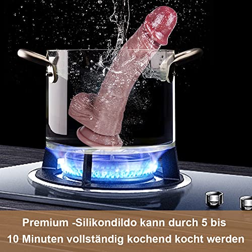 Sexspielzeug für Frauen 21.5CM dildo mit saugnapf 100% realistischer didloschwanz, Körper-sicheres Material silikon dildo Weiche lebensee fettdicke G Punktstimulator mit gebogener Welle und Kugeln – Bild 3