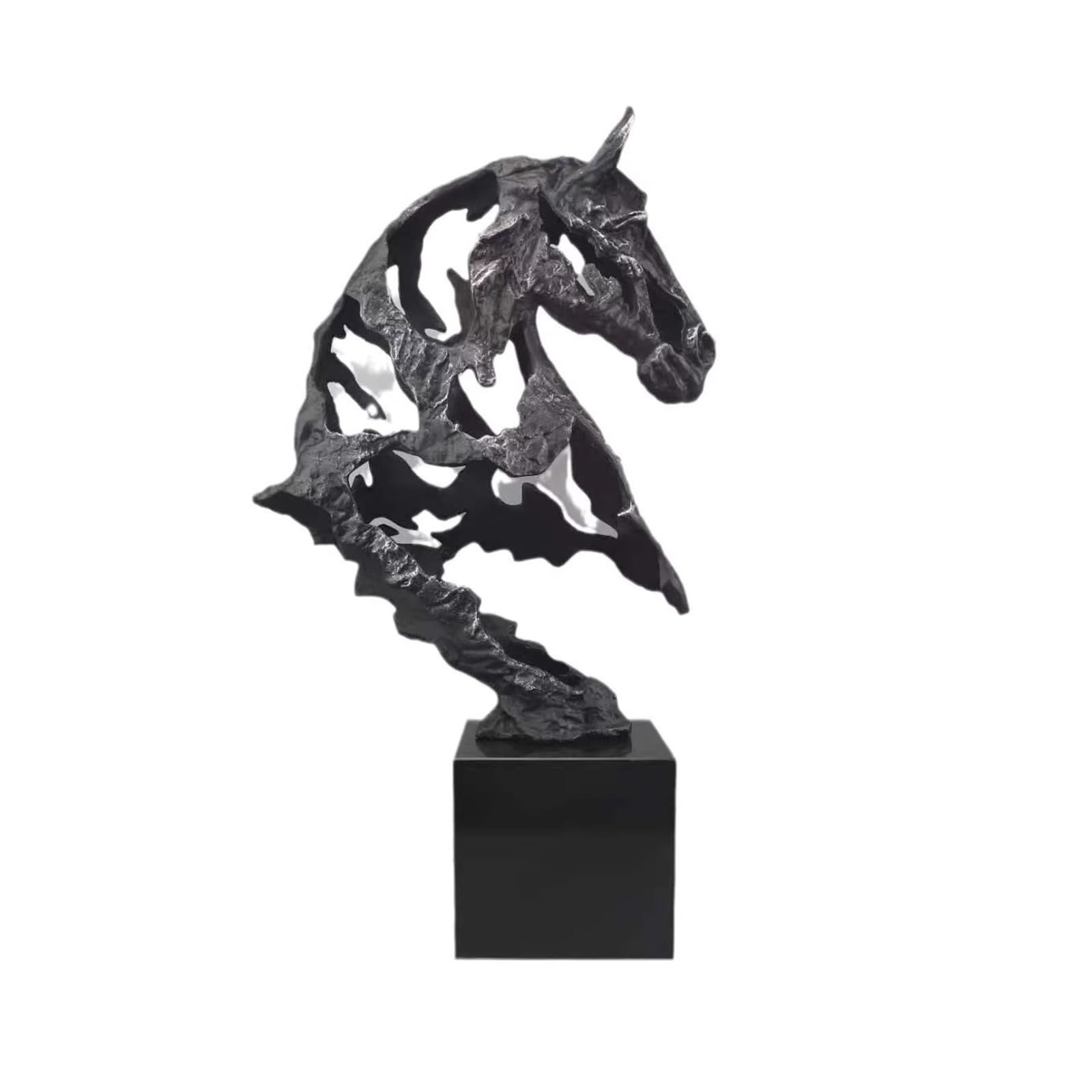 WQQYU6HKF Table Decorations Simple Abstract Marble Cast Iron Openwork Horse Head Sculpture Living Room Entryway Ornament Art Statue