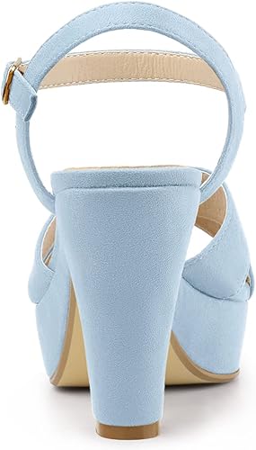 Miniatura 3 de Allegra K Sandalias de tacón grueso con plataforma para mujer