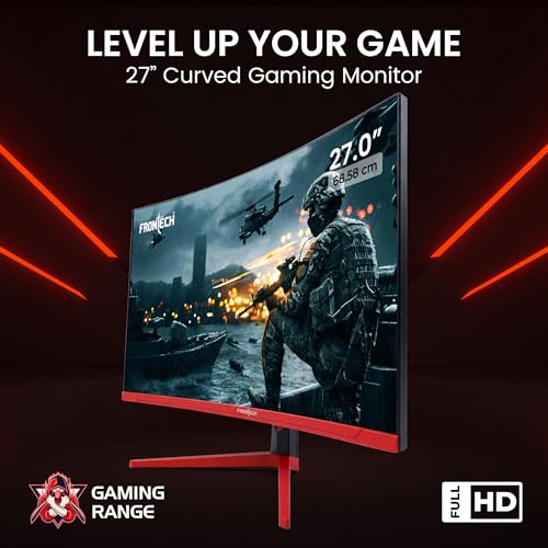 Image of FRONTECH 27-inch (68.58 cm) Curved Gaming Monitor, 200Hz Refresh Rate, Full HD 1080p, Free Sync, Flicker-Free, HDMI & DP Dual Input (MON-0052)