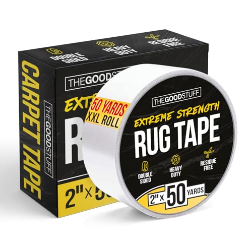 Image of Heavy Duty Double Sided Rug Tape [2 inchx50yd] Rug Pad Gripper for Hardwood Floors, Vinyl, Area Rugs, Tiles, and Concrete, Two Sided Tape Heavy Duty Carpet Tape, Strong Double Sided Carpet Tape