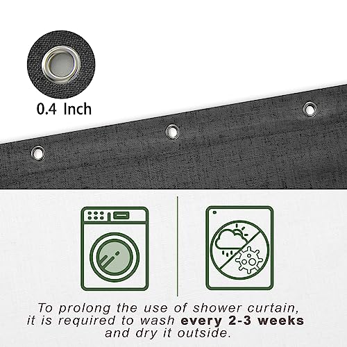 Dark Grey Shower Curtains for Bathroom Set with Hooks,Waterproof Linen Cloth Fabric Shower Curtain,Charcoal Grey,72x72 Inches Long by KOUFALL - Image 3