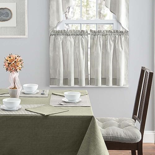 Stripe Tailored Swag for Kitchen, 56 x 36, Sage