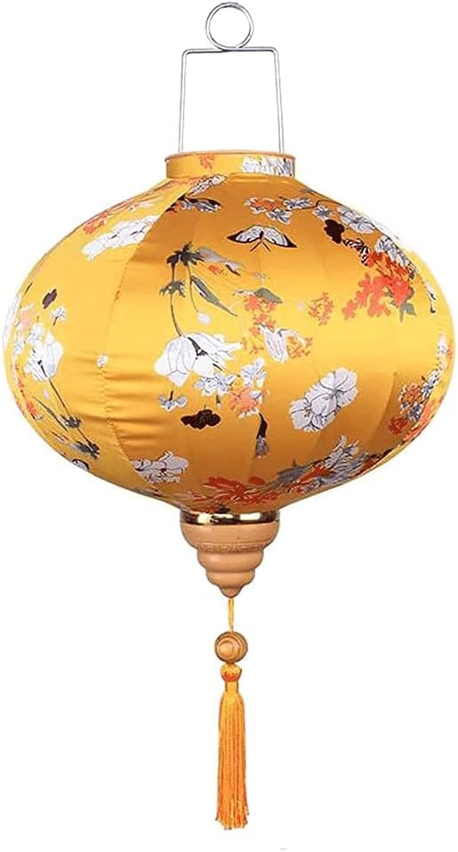 LIOONS Chinese Lanterns 12" Silk and Satin Hanging Lantern Traditional Festival Decoration Paper Lanterns Paper Lantern Lamp