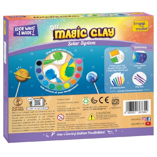 Image of Imagimake Magic Clay | Colour & Create | Solar System Craft Kit |DIY School Projects | Art & Craft Kit | Make 10 Super Clay Creations | Birthday Gift for 5,6,7,8 Year Old Girls & Boys, Multicolor