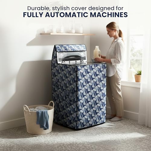 Image of Robustt Top Load Fully Automatic Washing Machine Cover for 6 kg, 6.5 kg, 7kg & 7.5 kg (Printed) | Waterproof & Dustproof Polyester Fabric with Zipper | Protection Cover | 59 x 59 x 86 cm