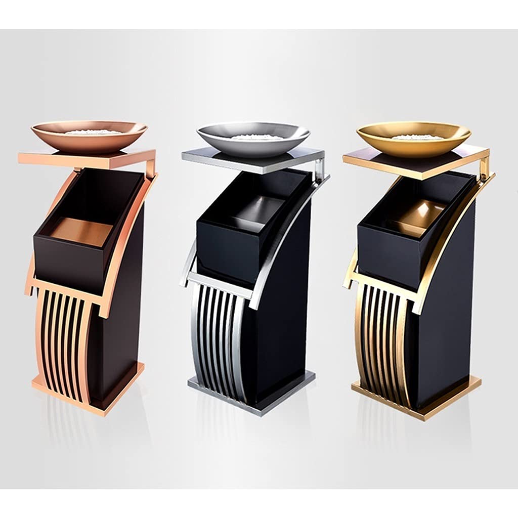 Cubo De Basura De Acero Inoxidable Con Cenicero Extraíble – Ideal Para Interior Y Exterior, 24 Pulgadas