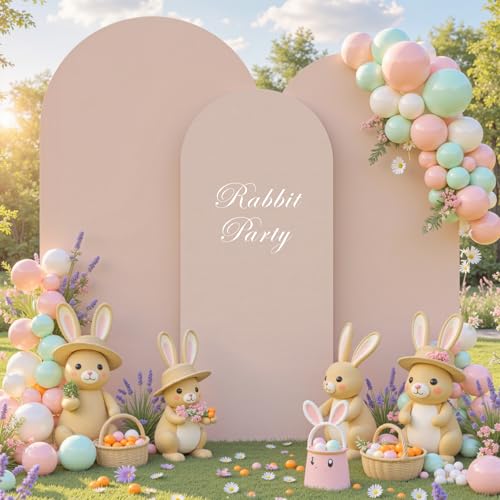(7.2FT, 6.6FT, 6FT) Wedding Arch Cover Set of 3 Nude Spandex Fitted Arch Cover for Round Top Chiara Backdrop Stand Covers for Birthday Party Banquet Photo Background Decoration
