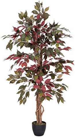 HOMESCAPES Artificial Tree Capensia in Pot approx. 135 cm high Lifelike Leaves and Silk Flowers Replica Artificial Tree