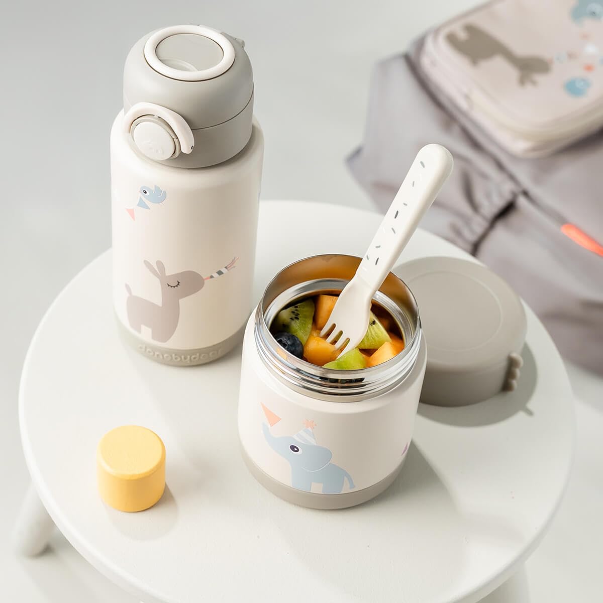 Done by Deer Ensemble de couverts Foodie Happy Dots Sand – Fourchettes et cuillères pour tout-petits avec bords arrondis – Ustensiles sûrs et faciles à nettoyer pour manger indépendamment